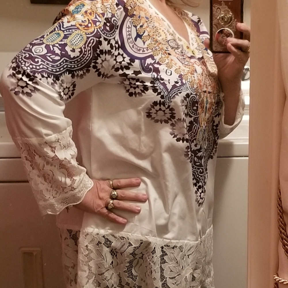 Tribal Print Patchwork Blouse - image 6